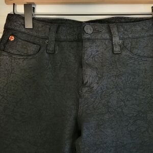 Hudson Nico Midrise Supper Skinny Black Patterned Stretch Jeans Size 26